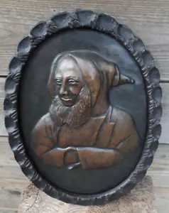30cm 1 kg Kupfer Wandbild Relief Wandplatte Mann Kranzbart Kaufmann 1700 Mönch - Bild 1 von 5