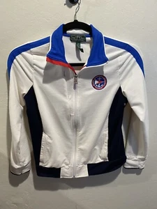 L-RL Lauren Active Ralph Lauren Trainingsjacke Full-Zip weiß großes Wappen Logo - Bild 1 von 6