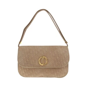 Bolso de Hombro Dior Trotter Bolso de Mano Beige Dorado Herrajes Gamuza - Imagen 1 de 10