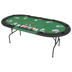 NNEVL 9-Player Folding Poker Table 3 Fold Oval Green - Picture 1 of 8