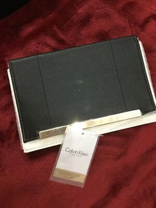 Calvin Klein Clutch Purse White Leather Gold Hardware - Picture 1 of 7
