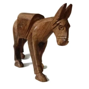 Estatuilla vintage burro de madera Egipto tallada a mano decoración del hogar estatua esculturas - Imagen 1 de 8