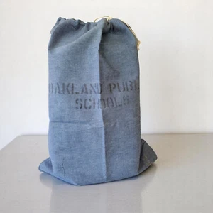 Vintage 70s Large Denim Drawstring Oakland Public Schools Equipment Bag - Picture 1 of 4