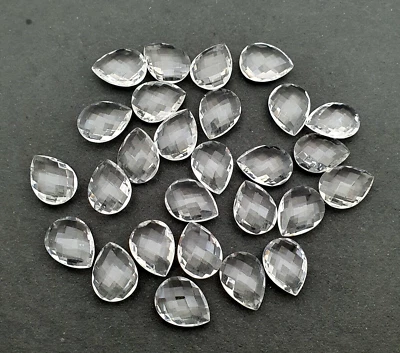 Lote de 9 piezas de piedras preciosas de cuarzo de cristal de roca natural corte pera 15x20 mm 100 CT Foto 1 de 3