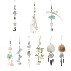 Flower Tassels Bead Phone Charm Straps Key Hangings Pendants Bag Decoration - Photo 1 sur 16