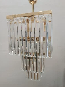 ricevimenti lampadario 25 per 25 cm quadro losanghe sospensione cristallo 4 luci - Foto 1 di 2