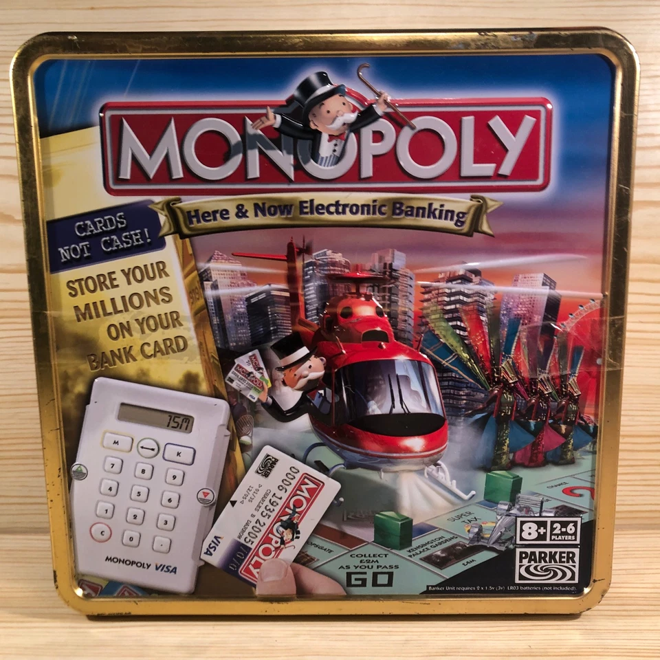 Monopoly Here & Now Electronic Banking 2005 Very RARE Tin Box Complete Working - Image 1 of 4