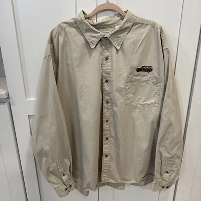 Knightsbridge Men’s 109% Cotton Button Up Khaki Shirt Embroidered Wagon 4X - Image 1 of 4