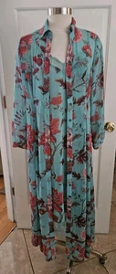 SOFT SURROUNDINGS BLUE & ORANGE FLORAL BLAIR MAXI DRESS SIZE XS NWTS RETAIL $150 - Picture 1 of 23