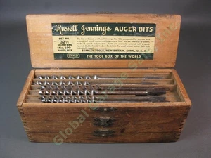 VTG Russell Jennings 32 1/2 Quarters No #100 13 Auger Bit Set Stanley Wood Box - Picture 1 of 11