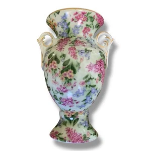 Victoria's Garden Vase Flowers Teal Floral Lilac Wall Pocket Hanging Vase - Picture 1 of 6