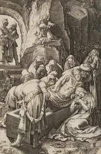 HOGENBERG (*1608) nach GOLTZIUS (*1558), Grablegung Christi,  1506, KSt. - Bild 1 von 5