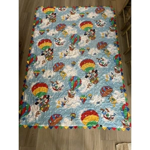 Vintage Mickey Minnie Pluto Goofy Air Balloon Twin Comforter Quilt Kids Disney - Picture 1 of 6