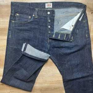 Edwin Selvedge Jeans Men 34x32 Blue Raw Japanese Redline Dark Wash Fits 36x29 - Picture 1 of 12