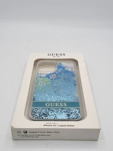 Guess Glitter case for Iphone 14 Blue Liquid Glitter - Picture 1 of 3