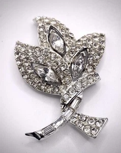 Vintage Signed Pell Clear Rhinestone In Silvertone Brooch, No Missing Stones - Picture 1 of 3