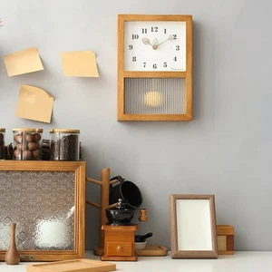 Wall Clock with Swinging Pendulum Decorative Japanese Pendulum Clock No Ticking - Picture 1 of 7