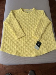 Tuckernuck Sport Sundaze Yellow Ally Quilted Swing Sweatshirt Crew Neck M/L NWT - Picture 1 of 6