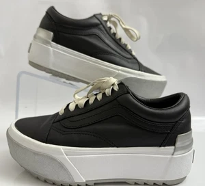 Vans Old Skool Apilado Negro Brillante Plataformas Zapatos EE. UU. Talla Mujeres 6 Hombres 4.5 - Imagen 1 de 11