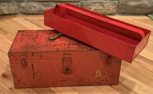 Cassetta porta attrezzi vintage in metallo a scatto con vassoio superiore 21,25"x9"x9" - Foto 1 di 22