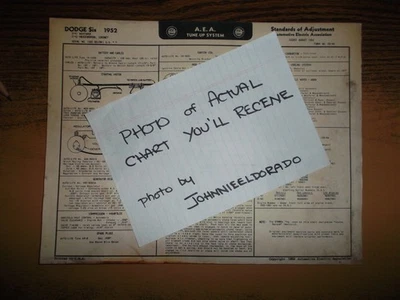 1952 Dodge SIX Wayfarer, Meadowbrook & Coronet Models AEA Tune Up & Wiring Chart Foto 1 de 2