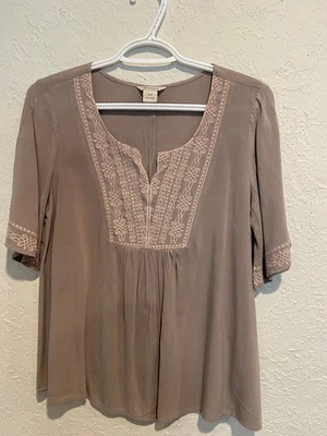 Женская блузка бохо Ariat небольшая вышитая вискоза топ хиппи крестьянский стиль струящаяся - Изображение 1 из 4