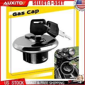 Silver Motorcycle Gas Fuel Tank Cap Lock Cover Universal With 2 Keys 1-5X - Bild 1 von 24