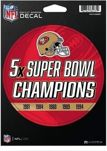 San Francisco 49ers 5" Decal Sticker 5X Time Champions Flat Vinyl Auto Emblem... - Picture 1 of 1