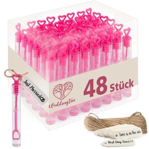 48 Seifenblasen Herzen Pink Wedding Bubbles Hochzeit Taufe Gastgeschenk Party - Bild 1 von 6