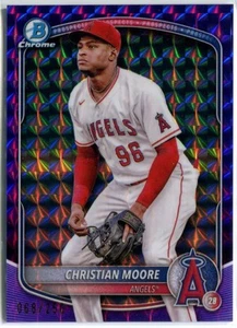CHRISTIAN MOORE 2025 Bowman Chrome Prospect PURPLE GEOMETRIC REFRACTOR /250 - Picture 1 of 2