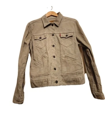 VTG Levi's Trucker Jacket Women's Large Beige Tan Corduroy Button Up Retro Y2K - Image 1 of 4