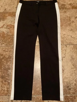 KENNETH COLE NEW YORK STRAIGHT LEG SPANDEX PIPED PANTS ( WOMENS 8 ) BLK WHT - Image 1 of 4