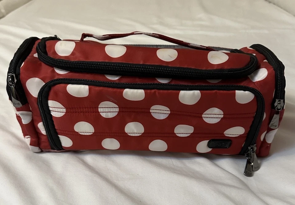 Lug Trolley Cosmetic Bag Crimson Dot Red & White Polka Dot Zip Case - Image 1 of 4