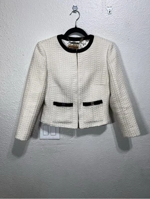 Chaqueta para mujer Ted Baker Daara marfil negro tweed talla 1 Foto 1 de 4