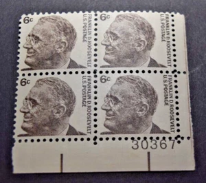 1965 US Stamp Scott #1284 - 6 Cent Plate Block - F.D. Roosevelt - MNH/OG/VF - Picture 1 of 2