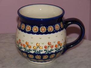 Polish Pottery 10 oz Medium Bubble Mug! UNIKAT Signature Lucy Pattern! - Picture 1 of 2