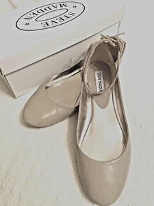Women’s Steve Madden Ankle Strap Ballet Flats - Patent Nude, Size 9.5 - Picture 1 of 3