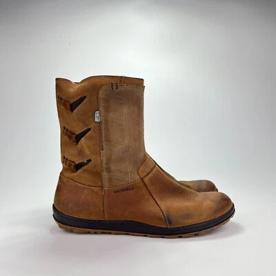Merrell Tan Brown Leather High Boots Outdoor All Day Hiking Shoes Women Size 10 - Image 1 of 4