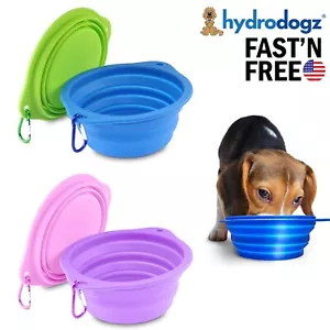 2 Pack Collapsible Dog Bowl Set Foldable Travel Pet Food Water Dish - Picture 1 of 9