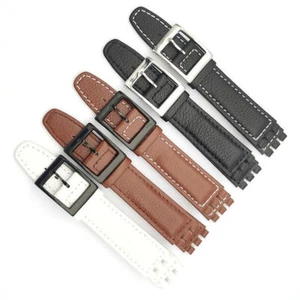For Swatch Cowhide Watchband 17mm Leather Strap Watch Band with Buckle - Picture 1 of 12