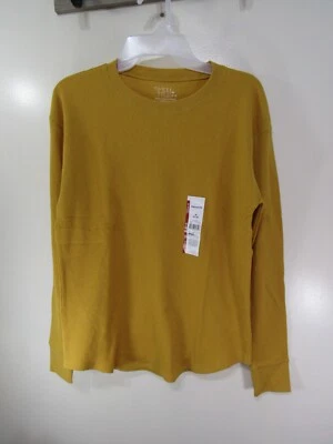 New Time and Tru Thermal Long Sleeve Top Size M 8 10 Yellow Relaxed Fit Waffled - Image 1 of 4