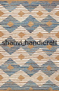 Multicolor Yute Natural & Denim Trenzado Alfombra 0.9x1.2m Rectángulo Suelo - Imagen 1 de 6