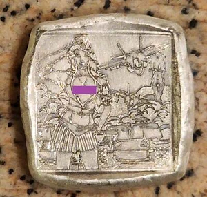 MK BARZ SEXY PIN UP GIRL - MAY SQUARE 1 OZT .999 FINE SILVER WITH COA - Picture 1 of 8
