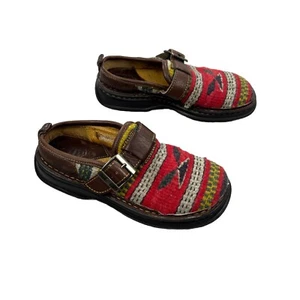 Born Women’s 6 Southwest Aztec Wool Blanket Leather Buckle Shoes Mexico W6998 - Picture 1 of 14