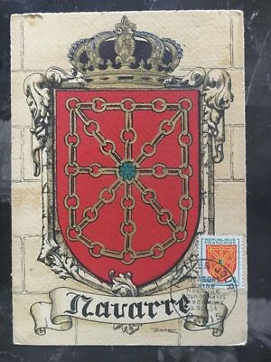 1954 France Postcard First Day Cover Maxi Card Navarre to Marseille FDC - Image 1 of 2