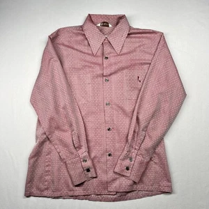 VTG Mr California Shirt Men Medium Pink Dacron Polyester No Iron Hippe Disco 60s - Picture 1 of 16