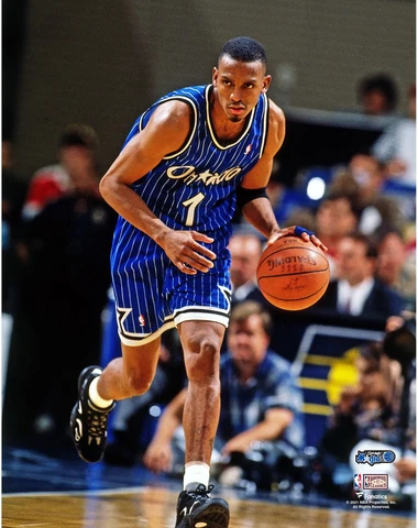 Penny Hardaway Magic Unsigned Blue Alternate Jersey Dribbling Up The Court Photo Cover