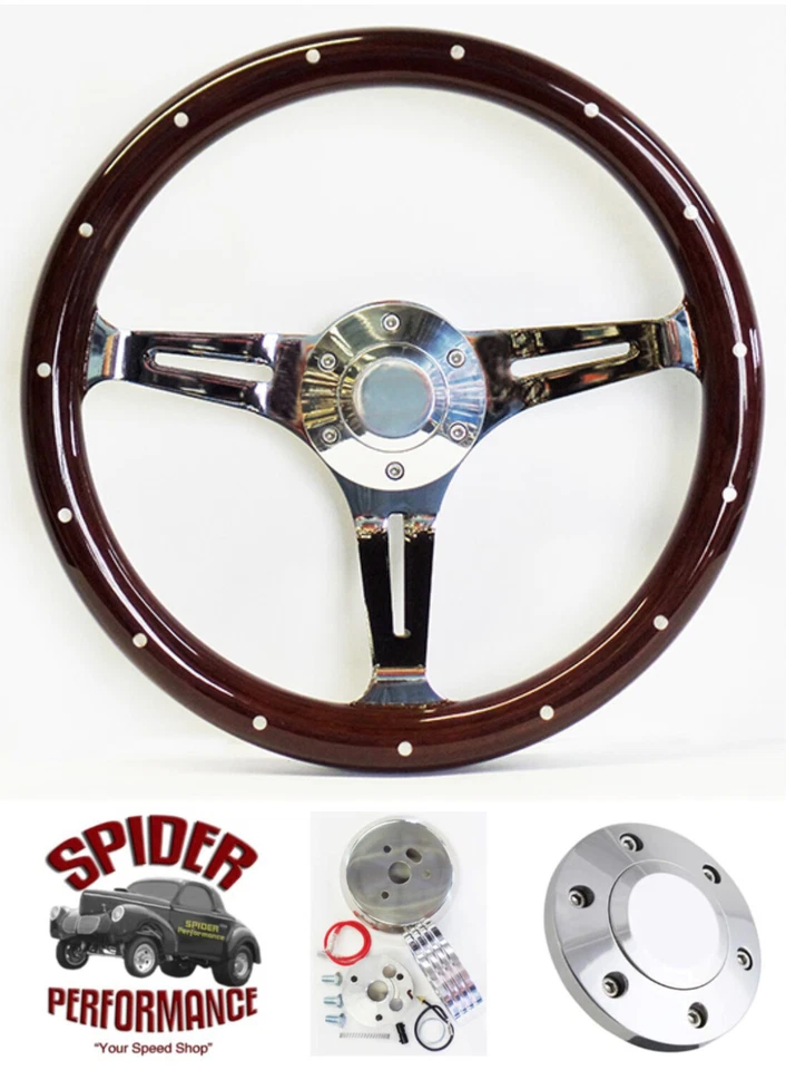 1976-1995 Jeep wood steering wheel 14" DARK MAHOGANY WOOD - Image 1 of 4