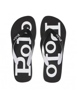 Polo Ralph Lauren Black/White Men's Bolt Flip Flops Size 9 - Picture 1 of 7