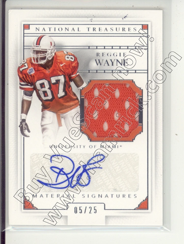 reggie wayne GU game used jersey patch auto miami hurricanes canes college #/25 - Image 1 of 1